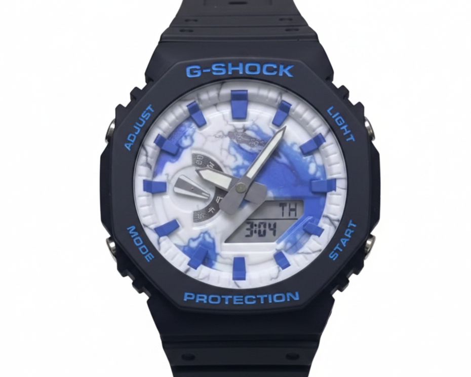 Black/blue and white