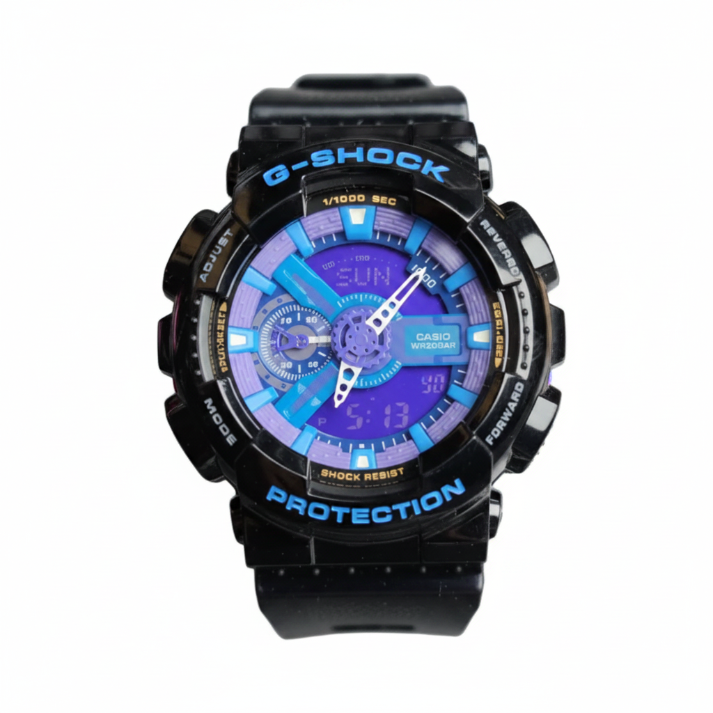 Black/blue with purple