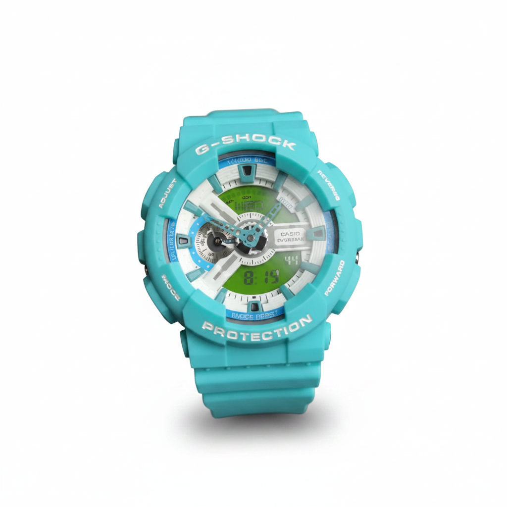 Teal/white